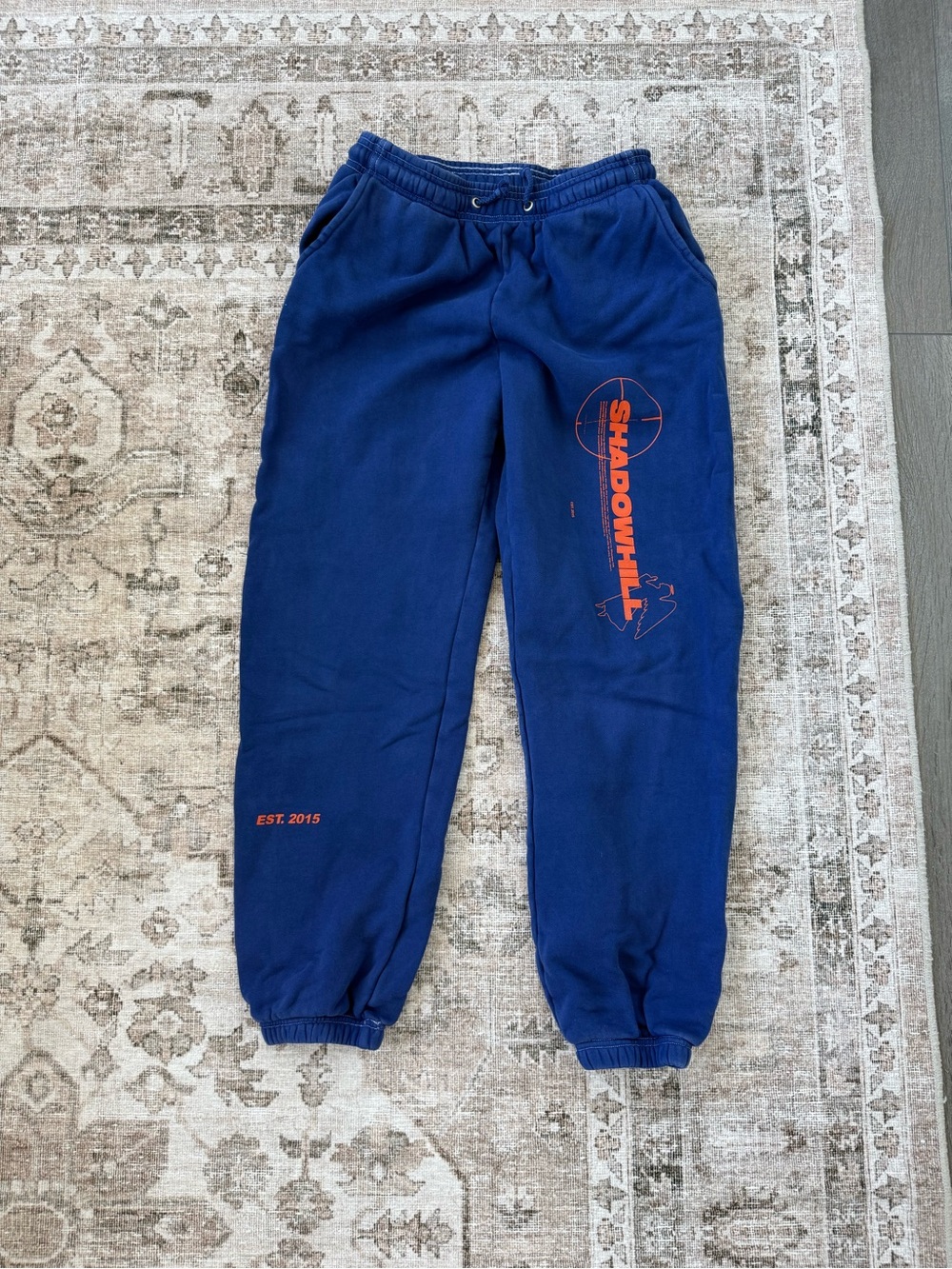 Shadow Hill Navy Blue Track Joggers with Orange Logo